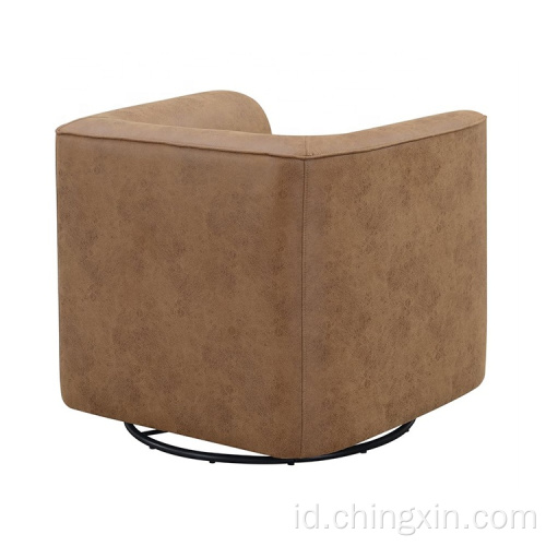 Round Barrel Chairs Putar Glider Dalam Kain Accent Kain Abu-abu